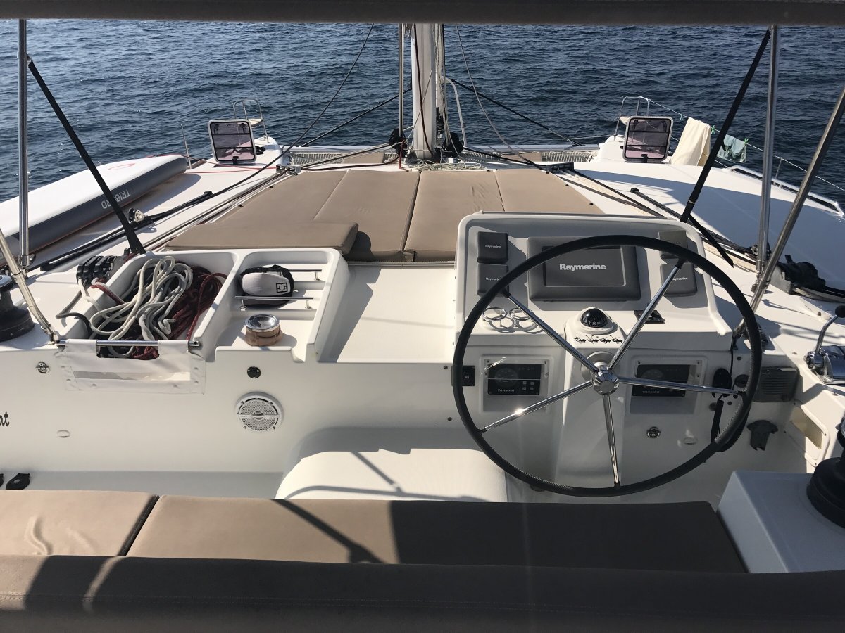 The spacious interior of Lagoon 450F boat