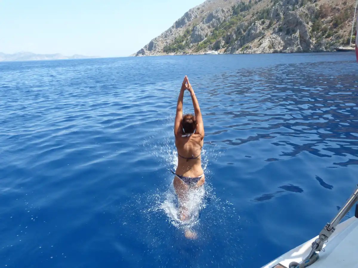Navigation trip in boat sailing along the Greek coasts